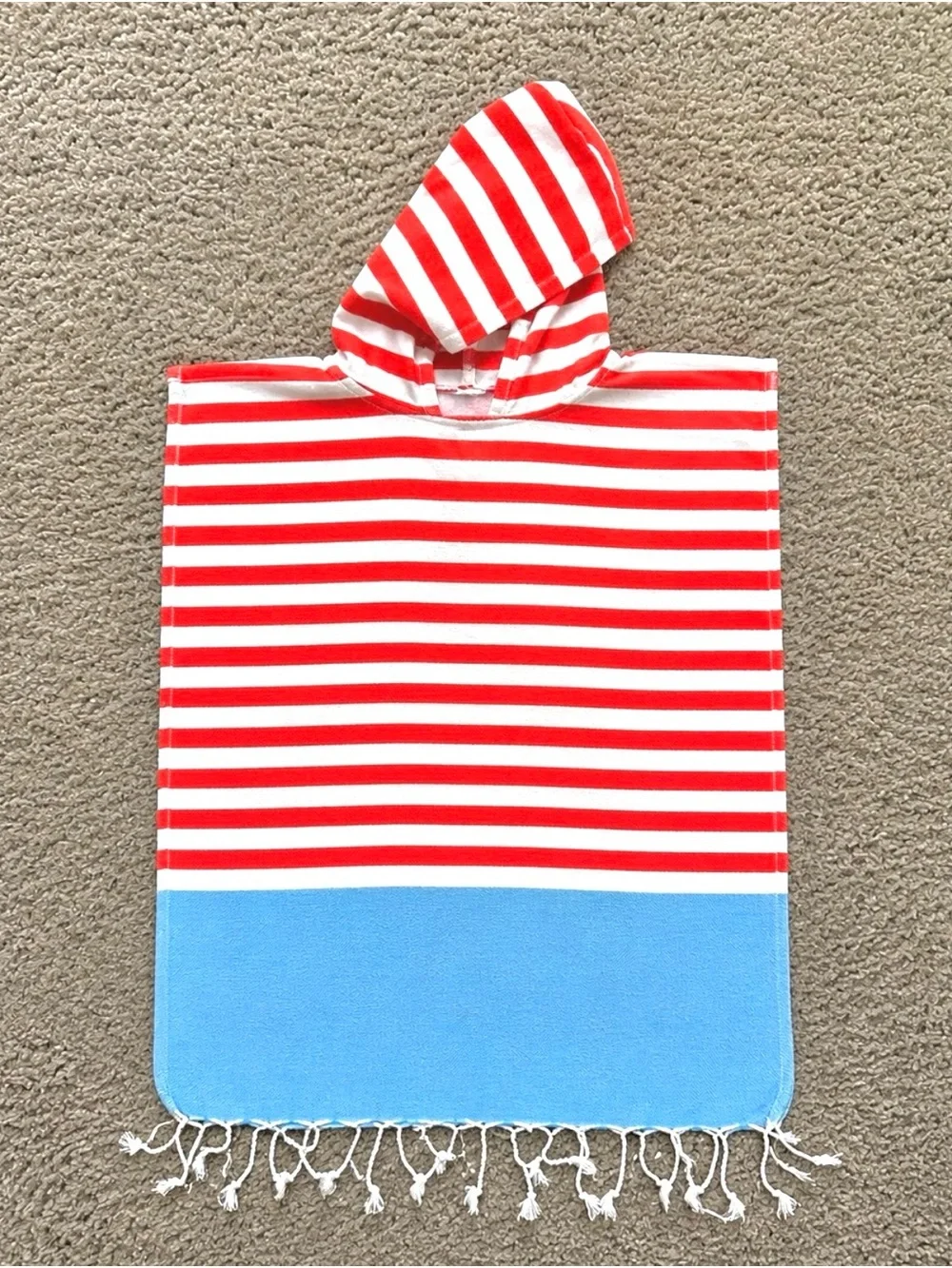 Kids Organic Turkish Cotton Hooded Towel Poncho 1Y-2Y Beach Pool Bath Unisex